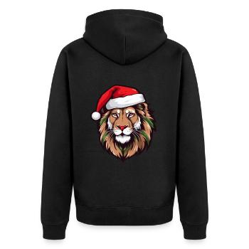 Löwe Kopf Weihnachten Xmas - Unisex Premium Bio Zip Hoodie - Schwarz - Hinten - Nico (187cm)