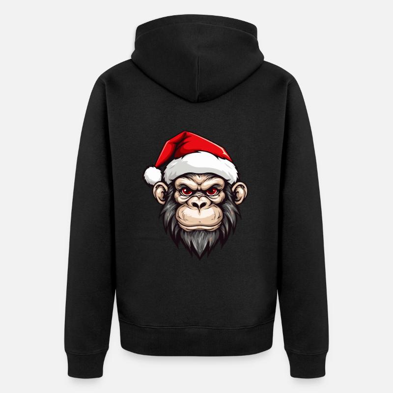 Tête de singe Noël Noël - Veste à capuche bio Premium Unisexe - noir