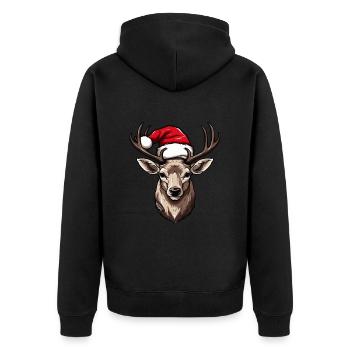 Deer Head Christmas Xmas - Unisex Premium Organic Zip Hoodie - black - Back - Nico (187cm)