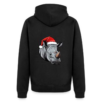 Tête de rhinocéros Noël Noël - Veste à capuche bio Premium Unisexe - noir - Dos - Nico (187cm)