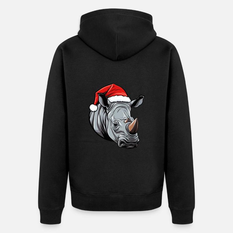 Tête de rhinocéros Noël Noël - Veste à capuche bio Premium Unisexe - noir