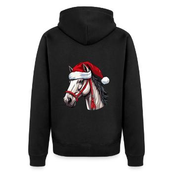 Noël tête de cheval Noël - Veste à capuche bio Premium Unisexe - noir - Dos - Nico (187cm)