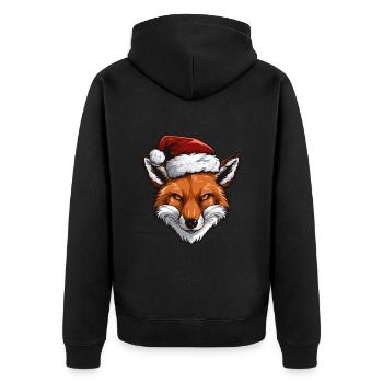 Fuchs Kopf Weihnachten Xmas - Unisex Premium Bio Zip Hoodie - Schwarz - Hinten - Nico (187cm)