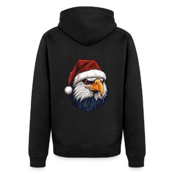 Adler Kopf Weihnachten Xmas - Unisex Premium Bio Zip Hoodie - Schwarz - Hinten - Nico (187cm)