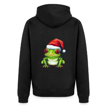 Tête de grenouille Noël crapaud Noël - Veste à capuche bio Premium Unisexe - noir - Dos - Nico (187cm)