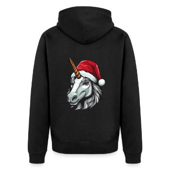 Unicorn Head Christmas Xmas - Unisex Premium Organic Zip Hoodie - black - Back - Nico (187cm)
