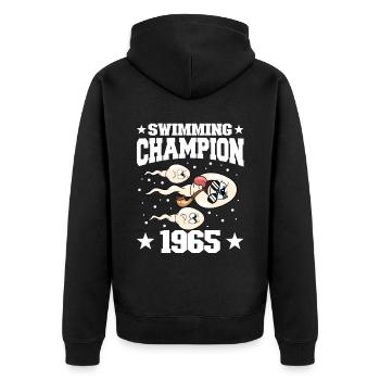 1965 Anniversaire 59 ans - Veste à capuche bio Premium Unisexe - noir - Dos - Nico (187cm)