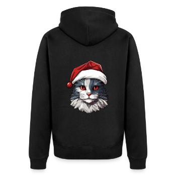 Katze Kopf Weihnachten Xmas - Unisex Premium Bio Zip Hoodie - Schwarz - Hinten - Nico (187cm)