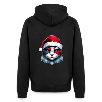 Katze Kopf Weihnachten Xmas Porträt - Unisex Premium Bio Zip Hoodie - Schwarz - Hinten - Nico (187cm)