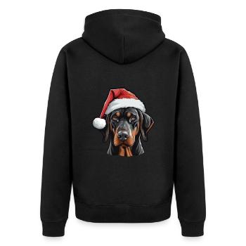Doberman Dog Head Christmas Xmas - Unisex Premium Organic Zip Hoodie - black - Back - Nico (187cm)