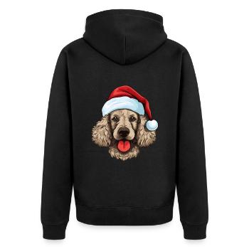 Pudel Hund Kopf Weihnachten Xmas - Unisex Premium Bio Zip Hoodie - Schwarz - Hinten - Nico (187cm)