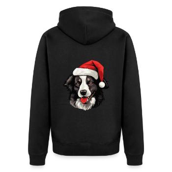 Border Collie tête de chien Noël Noël - Veste à capuche bio Premium Unisexe - noir - Dos - Nico (187cm)