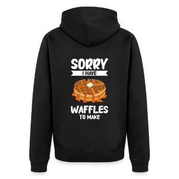 Waffel machen Waffeleisen - Unisex Premium Bio Zip Hoodie - Schwarz - Hinten - Nico (187cm)