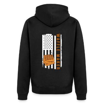 Waffel machen Waffeleisen - Unisex Premium Bio Zip Hoodie - Schwarz - Hinten - Nico (187cm)