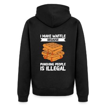 Waffel machen Waffeleisen - Unisex Premium Bio Zip Hoodie - Schwarz - Hinten - Nico (187cm)