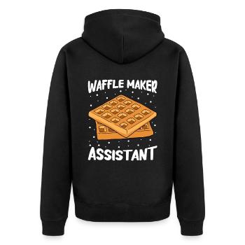 Waffel machen Waffeleisen - Unisex Premium Bio Zip Hoodie - Schwarz - Hinten - Nico (187cm)