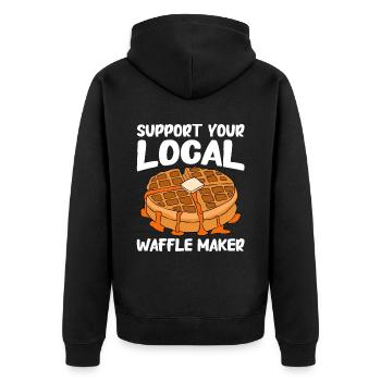 Waffel machen Waffeleisen - Unisex Premium Bio Zip Hoodie - Schwarz - Hinten - Nico (187cm)