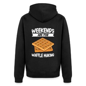 Waffel machen Waffeleisen - Unisex Premium Bio Zip Hoodie - Schwarz - Hinten - Nico (187cm)