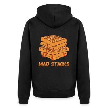 Waffel machen Waffeleisen - Unisex Premium Bio Zip Hoodie - Schwarz - Hinten - Nico (187cm)