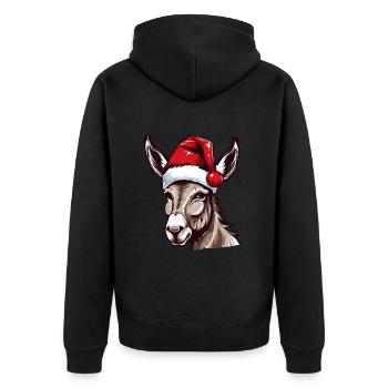 Esel Weihnachten Tier Kopf - Unisex Premium Bio Zip Hoodie - Schwarz - Hinten - Nico (187cm)