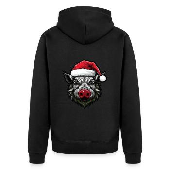 Tête d’animal de Noël de sanglier - Veste à capuche bio Premium Unisexe - noir - Dos - Nico (187cm)