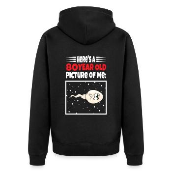 Spermie Hier Ist Ein Altes Bild Von Mir - Unisex Premium Bio Zip Hoodie - Schwarz - Hinten - Nico (187cm)