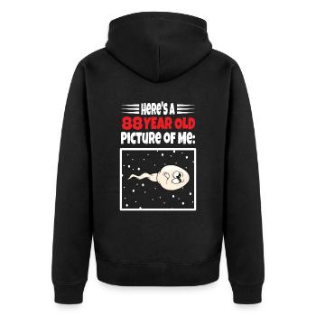 Spermie Hier Ist Ein Altes Bild Von Mir - Unisex Premium Bio Zip Hoodie - Schwarz - Hinten - Nico (187cm)