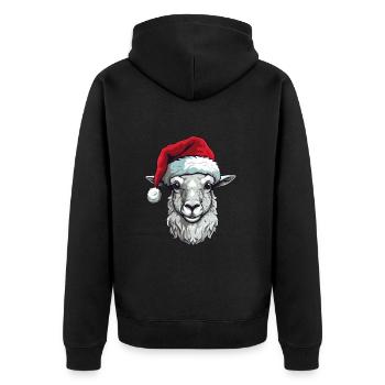 Alpaca Christmas Animal Head Llama - Unisex Premium Organic Zip Hoodie - black - Back - Nico (187cm)