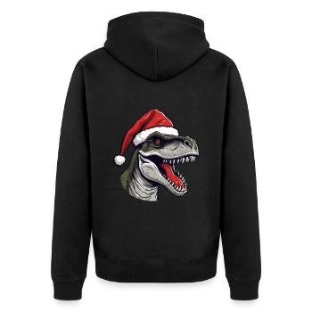 Dinosaurier Weihnachten Tier Kopf - Unisex Premium Bio Zip Hoodie - Schwarz - Hinten - Nico (187cm)