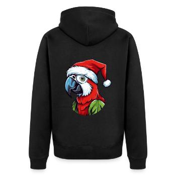 Parrot Christmas Animal Head - Unisex Premium Organic Zip Hoodie - black - Back - Nico (187cm)