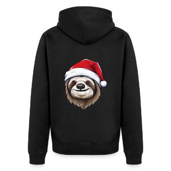Sloth Christmas Animal Head - Unisex Premium Organic Zip Hoodie - black - Back - Nico (187cm)