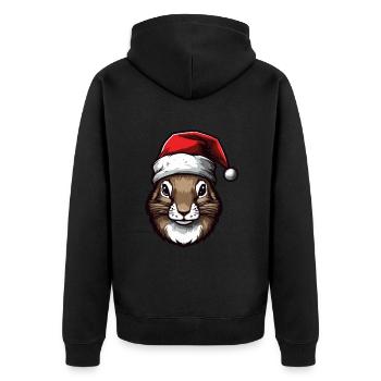 Squirrel Christmas Animal Head - Unisex Premium Organic Zip Hoodie - black - Back - Nico (187cm)