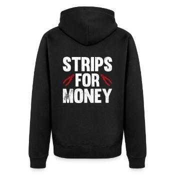 Elektriker Spruch Elektrikergeselle - Unisex Premium Bio Zip Hoodie - Schwarz - Hinten - Nico (187cm)