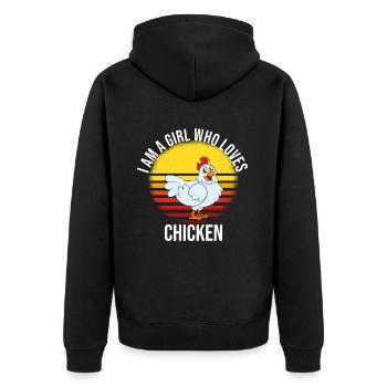 Lustiger Hühner Spruch Huhn - Unisex Premium Bio Zip Hoodie - Schwarz - Hinten - Nico (187cm)