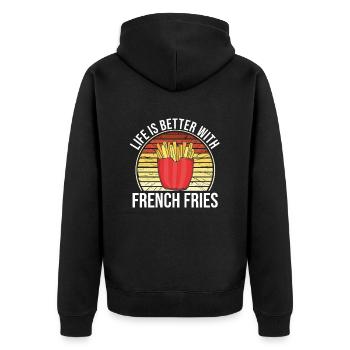 Frites drôles Frites amusantes - Veste à capuche bio Premium Unisexe - noir - Dos - Nico (187cm)