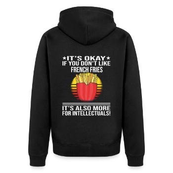 Funny Fries Funny French Fries - Unisex Premium Organic Zip Hoodie - black - Back - Nico (187cm)