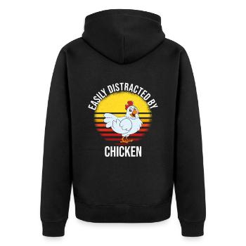 Lustiger Hühner Spruch Huhn - Unisex Premium Bio Zip Hoodie - Schwarz - Hinten - Nico (187cm)