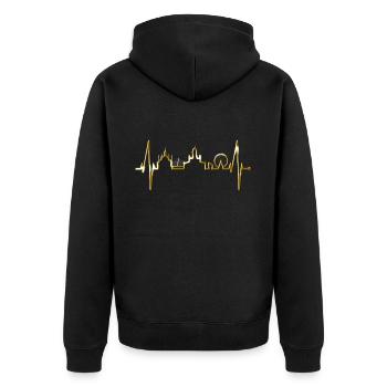 Helsinki Skyline Herzschlag Finnisch Love Finnland - Unisex Premium Bio Zip Hoodie - Schwarz - Hinten - Nico (187cm)
