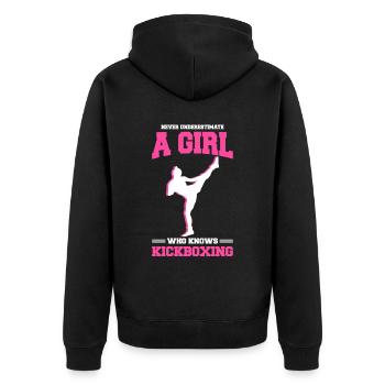 Kickboxen Kickboxer Kickboxing - Unisex Premium Organic Zip Hoodie - black - Back - Nico (187cm)