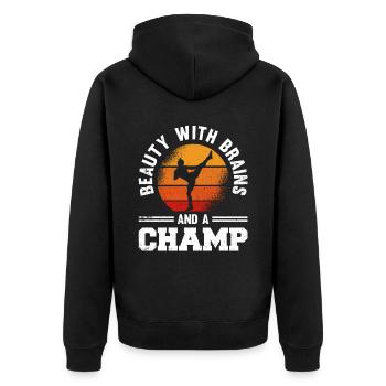 Kickboxen Kickboxer Kickboxing - Unisex Premium Organic Zip Hoodie - black - Back - Nico (187cm)