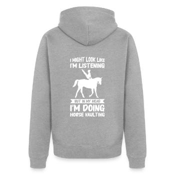 Voltigieren Reiten Dressurreiten - Unisex Premium Bio Zip Hoodie - Grau meliert - Hinten - Nico (187cm)