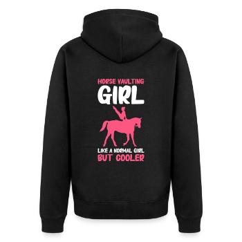 Voltigieren Reiten Dressurreiten - Unisex Premium Bio Zip Hoodie - Schwarz - Hinten - Nico (187cm)