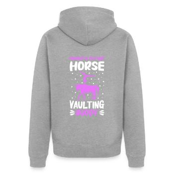 Voltigieren Reiten Dressurreiten - Unisex Premium Bio Zip Hoodie - Grau meliert - Hinten - Nico (187cm)