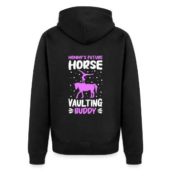 Voltige, Equitation, Dressage - Veste à capuche bio Premium Unisexe - noir - Dos - Nico (187cm)