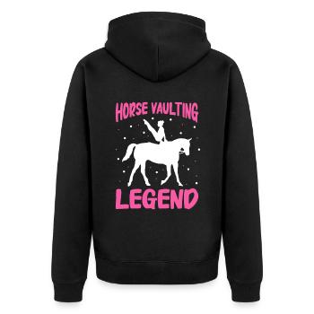 Voltigieren Reiten Dressurreiten - Unisex Premium Bio Zip Hoodie - Schwarz - Hinten - Nico (187cm)
