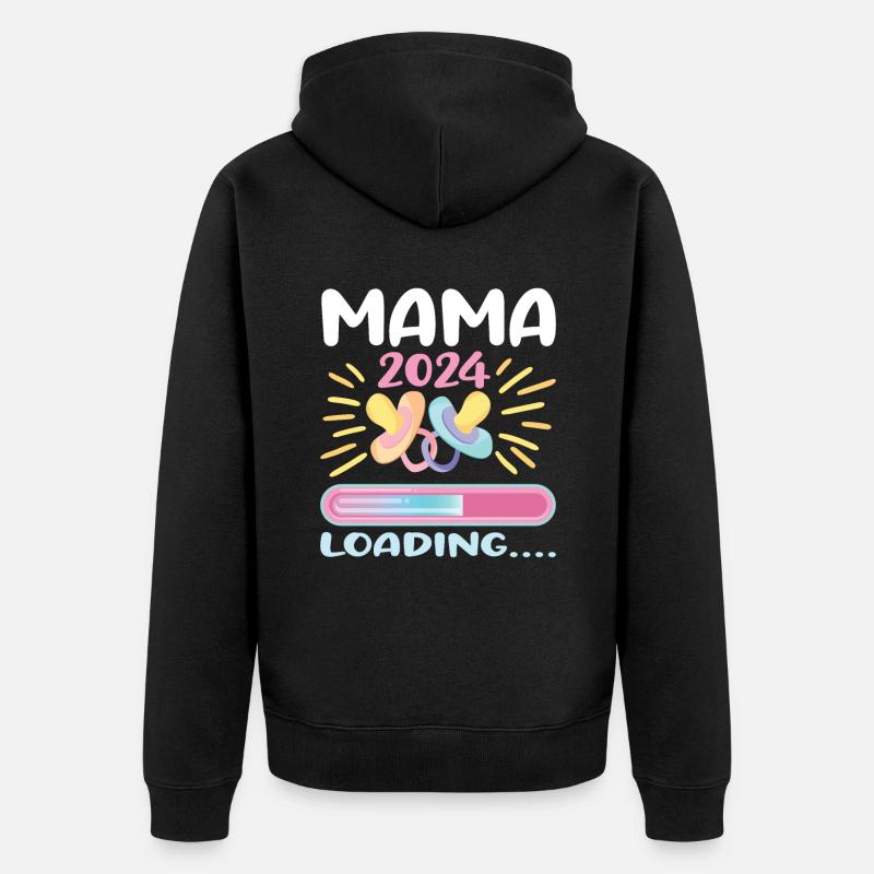Mama 2024 werdende Mutter Schwangerschaft - Unisex Premium Bio Zip Hoodie - Schwarz