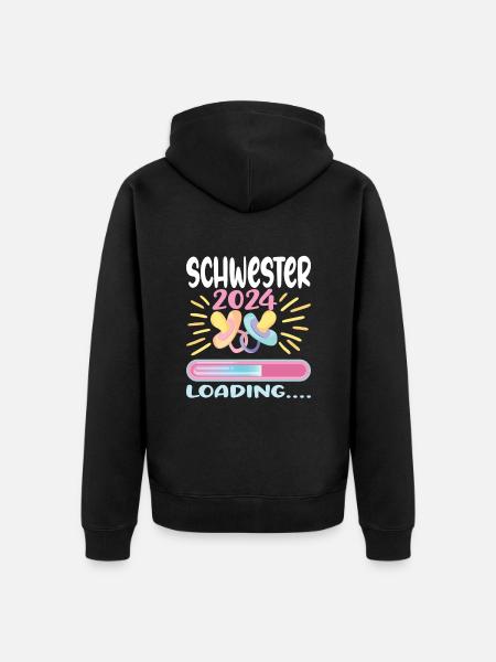 Schwester werden Schwester 2024 - Unisex Premium Bio Zip Hoodie - Schwarz