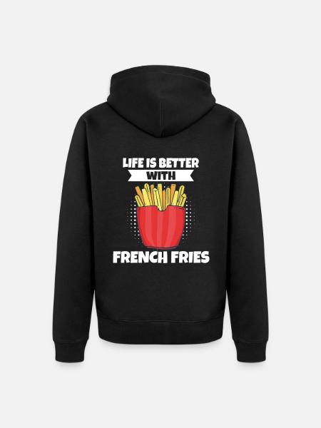 Funny Fries Funny French Fries - Unisex Premium Organic Zip Hoodie - black