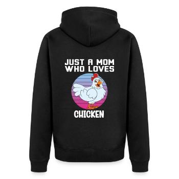 Lustiger Hühner Spruch Huhn - Unisex Premium Bio Zip Hoodie - Schwarz - Hinten - Nico (187cm)