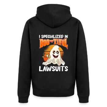 Rechtsanwalt Halloween Kürbis - Unisex Premium Bio Zip Hoodie - Schwarz - Hinten - Nico (187cm)
